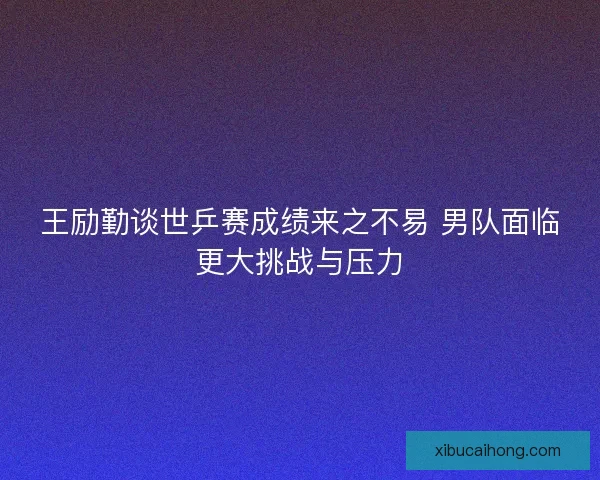 王励勤谈世乒赛成绩来之不易 男队面临更大挑战与压力