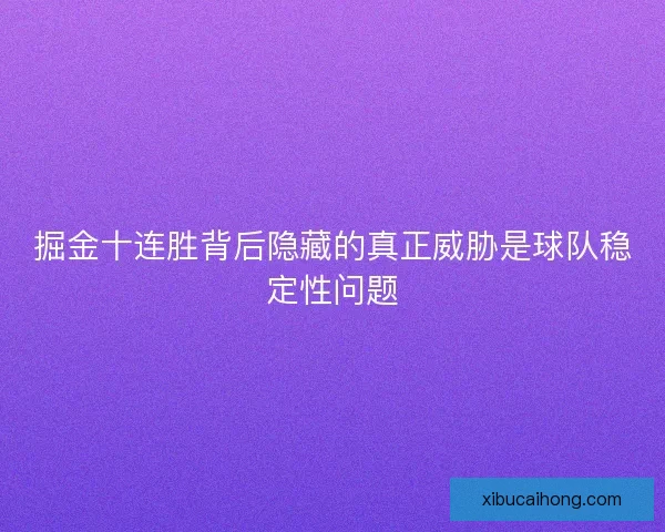 掘金十连胜背后隐藏的真正威胁是球队稳定性问题